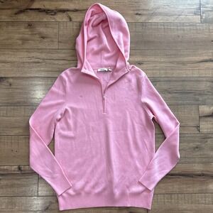 Pangaia Womens M Merino Wool Sakura Pink Half Zip Hoodie Sweatshirt Capsule Luxe